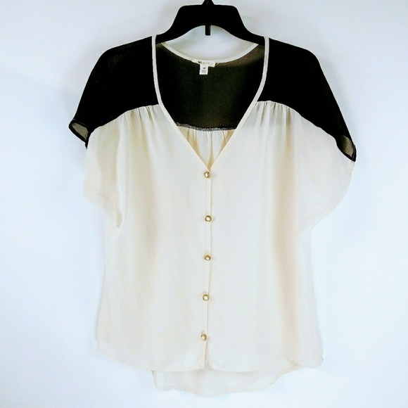 Everly Tops - EVERLY Sheer Like See Through Top Blouse Medium